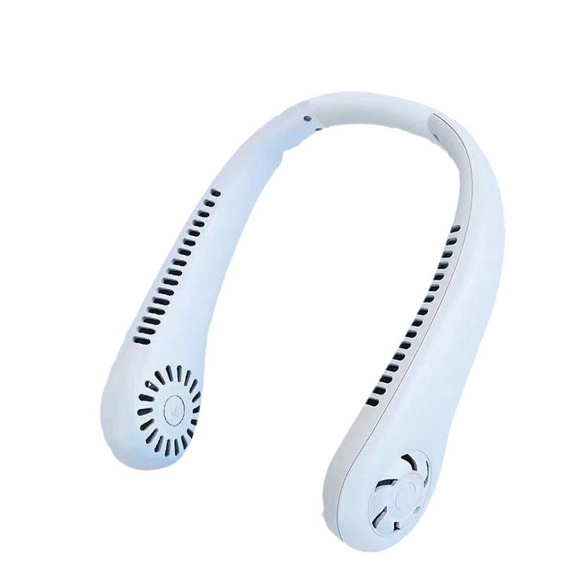 Шейный веер: Портативный бесшумный охлаждающий вентилятор без лопастей, заряжаемый через USB, розового или белого цвета