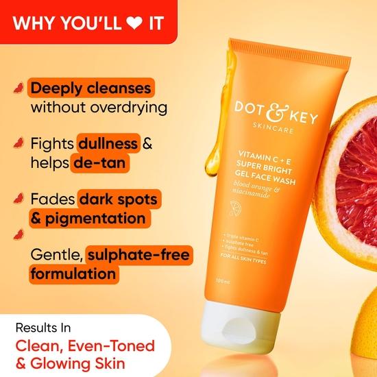 Солнцезащитный крем Dot & Key Vitamin C+E Super Bright Spf 50 Pa+++ - 50 г & Dot & Key Vitamin C + E Super Bright Gel Face Wash | Для женщин и мужчин