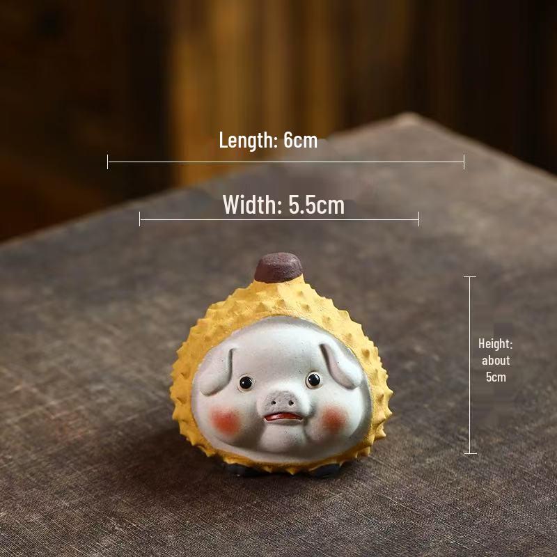 Yixing Zisha Tea Pet: Durian Hedgehog, Cat & Piglet Lid Rest - Cute, Nurturable Ornament for Tea Play