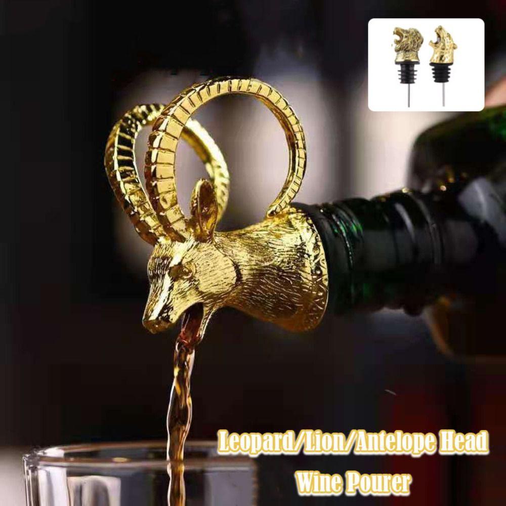 Unique Leopard/Lion/Antelope Head Wine Pourer Zinc Alloy Portable Bottle Stoppers Wine Dispenser Party Supplies