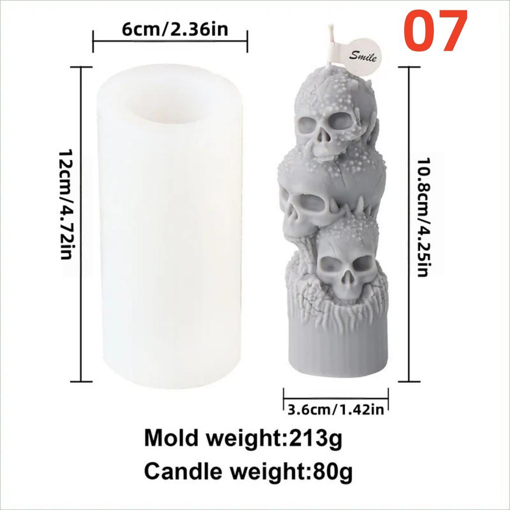1PC Halloween Silicone Skull Head Mold Candle Resin Casting Home Decor Aromatherapy Plaster Craft Candle Gift Making Tool