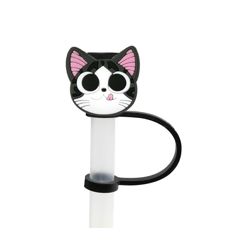 Straw Cover  High Quality Silicone Oceans Animal Reusable Dustproof Fishing Straw Toppers Covers for Cup Accessories