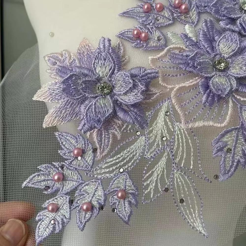 Flower Embroidery Sequin Embroidery Patch Luxury Flower Embroidered Patches  Sewing