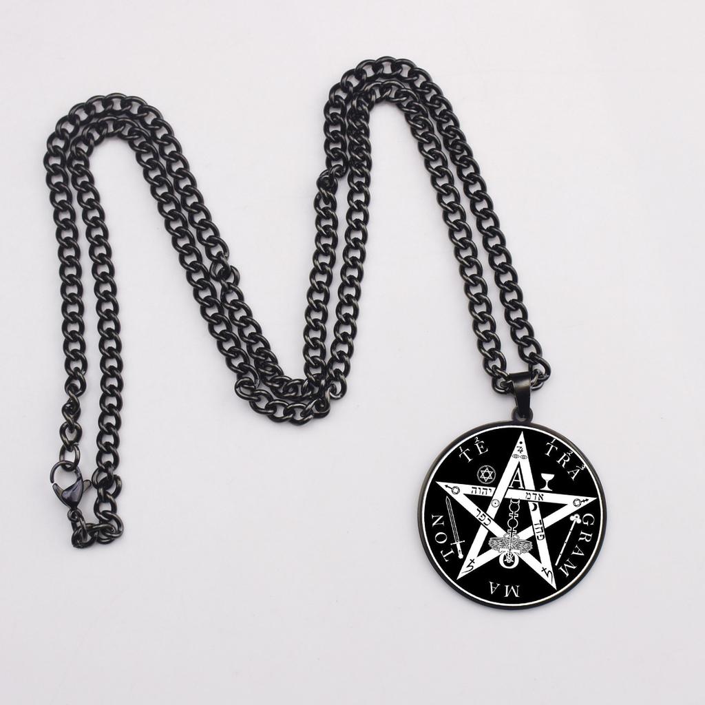 Solomon's Pentagram Seal Kabbalah Pendant Four-Word God's Name Talisman Jewelry Pendant Necklace