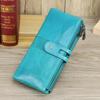 CONTACT'S Genuine Leather Long Wallet For Women Luxury Designer Card Holders Money Clips Coin Purses Female Bags