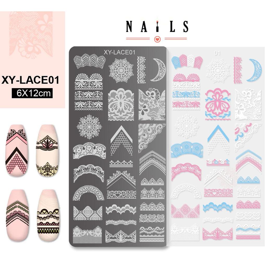 Французский стиль ногтей штампованные пластины кружево нержавеющая сталь трафареты печать на ногтях маникюрные инструменты для штамповки