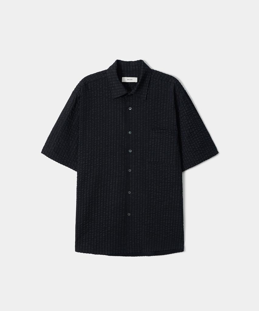 TRIP LE SENS Air Wave Seersucker Half Shirt_Navy