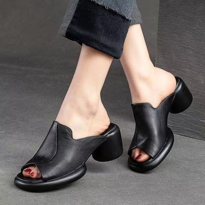 2025 летние сандалии на платформе с рыбьим ртом, повседневный летний темперамент, новые легкие и удобные женские туфли из мягкой кожи, тапочки для улицы