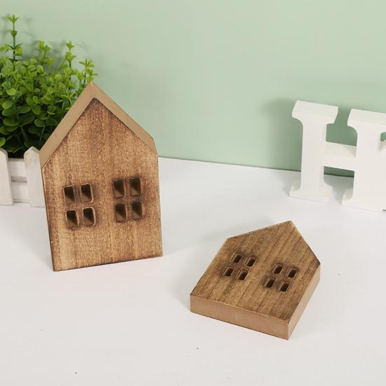 Wood Craft Eco-friendly Unique Design No Glitch Nordic Style Miniature Christmas Decor Good Texture Small House Wooden Craft Household Supply