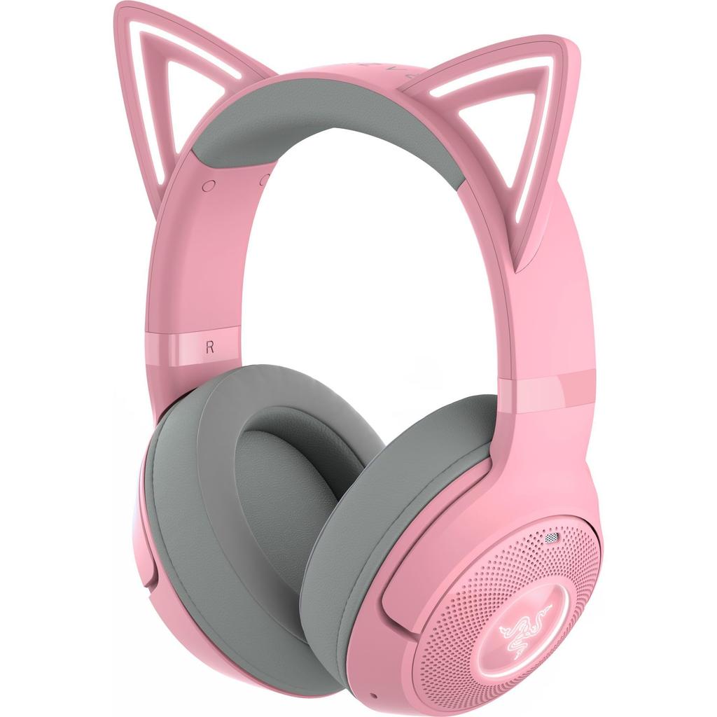 Razer Kraken Kitty V2 BT Quartz Pink Wireless Gaming Headset with Illuminated Cat Ears for Gaming and Streaming. Bluetooth, Low Latency, Gaming Mode,