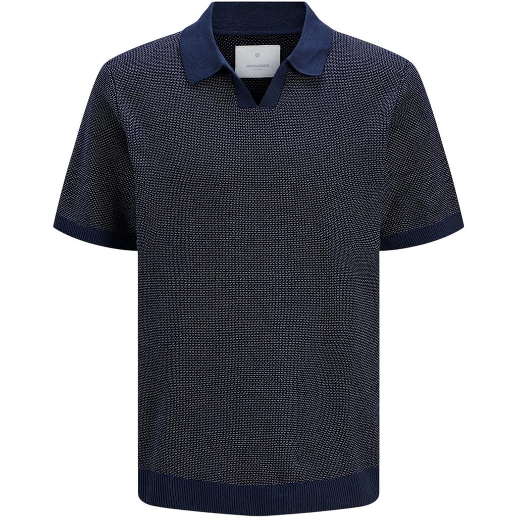 Jack And Jones Mens Knitted Split Neck Polo Shirt