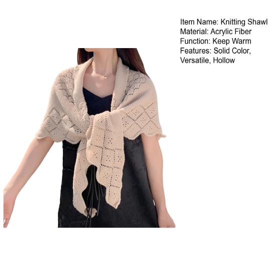 Женская вязаная шаль, однотонная, с бахромой, легкая, универсальная, алая, открытая, вязаная, с узором, шаль-накидка