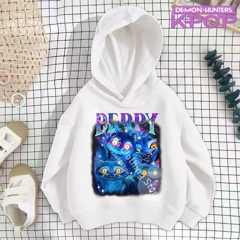 Одежда для маленькой девочки K-Pop Охотники на демонов Толстовка Девичья мода Повседневная толстовка Кино Новинка Детская K-Pop Охотники на демонов Толстовки с капюшоном