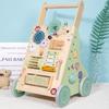 Ins Nordic Style Shopping Slidable Toddler Trolley Wooden Beads Percussion Gears Cognitive Playhouse Toys