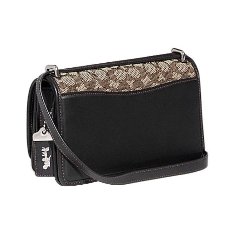 Новая маленькая квадратная сумка COACH Bandit из коровьей кожи с тканью, сумка через плечо, сумка на плечо, среднего размера, женская CD709-LHUW7