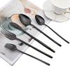 24Pcs Christmas Dinnerware Set Stainless Steel Tableware Knife Fork Dessert Spoon Flatware Black Western Kitchen Cutlery Gift
