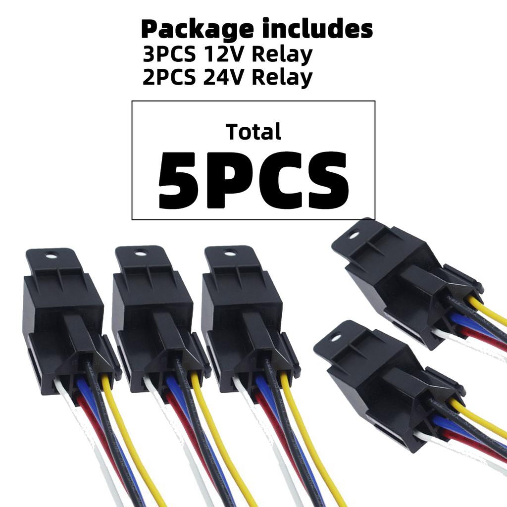 5 шт. водонепроницаемое автомобильное 5-контактное 40A реле с длительным сроком службы автомобильные реле нормально разомкнутое DC 12 В/24 В реле для кондиционера фар