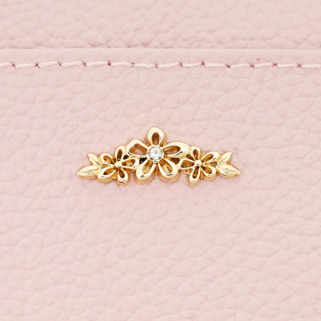 Afternoon Tea LIVING HQ43 Leather Cord Reel Pass Case with Flower Charm / Afternoon Tea PREMIUM, Pink