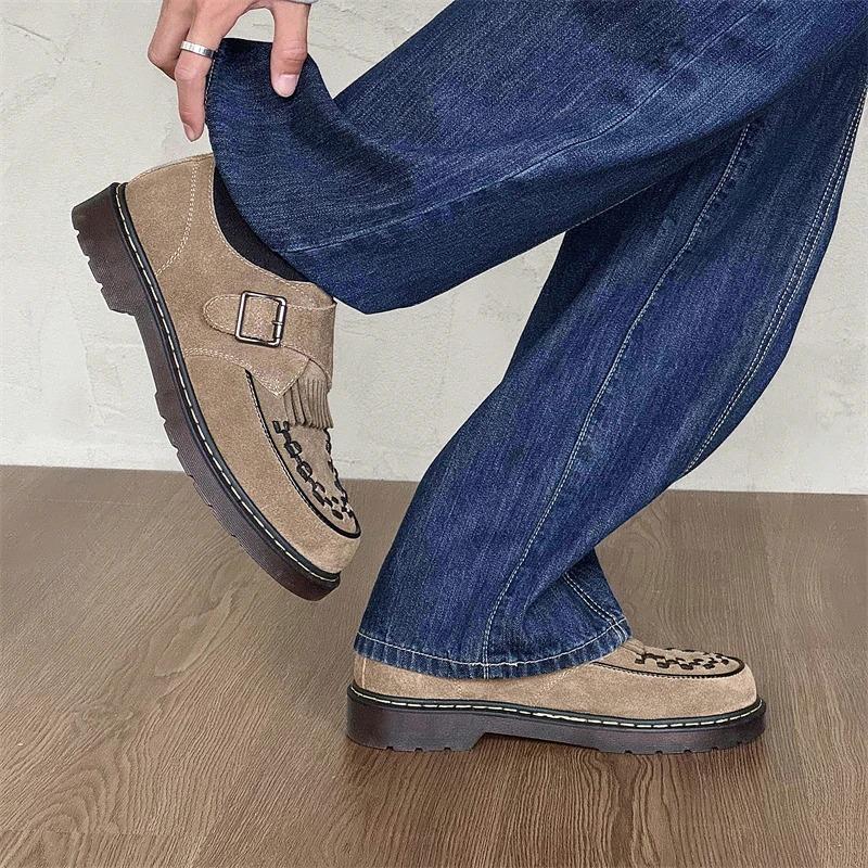 Ретро замшевые кожаные туфли с кисточками, легкие балетки, лоферы, повседневная обувь, толстая платформа, роскошная мода, формальная обувь