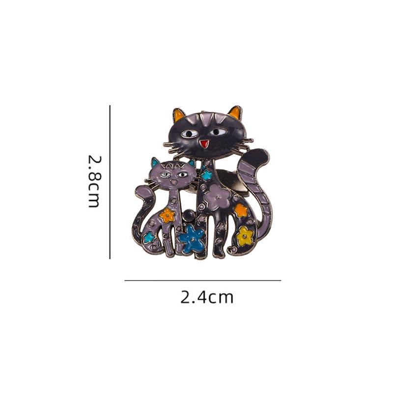 1 Pc Cute Oil Dripping Cat Brooch Cartoon Kitten Brooch Anti Walking Light Diamond Cat Brooch