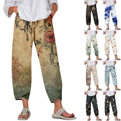 Женские брюки с карманами Повседневные брюки Брюки для женщин Летние повседневные брюки с широкими штанинами и эластичным поясом с карманами