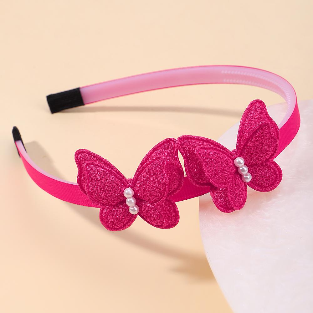 1PC Exquisite Butterfly Hairband Simulated Pearl Children's Hair Hoop Daily Hair Binding Lovely Girl Accessories Gift