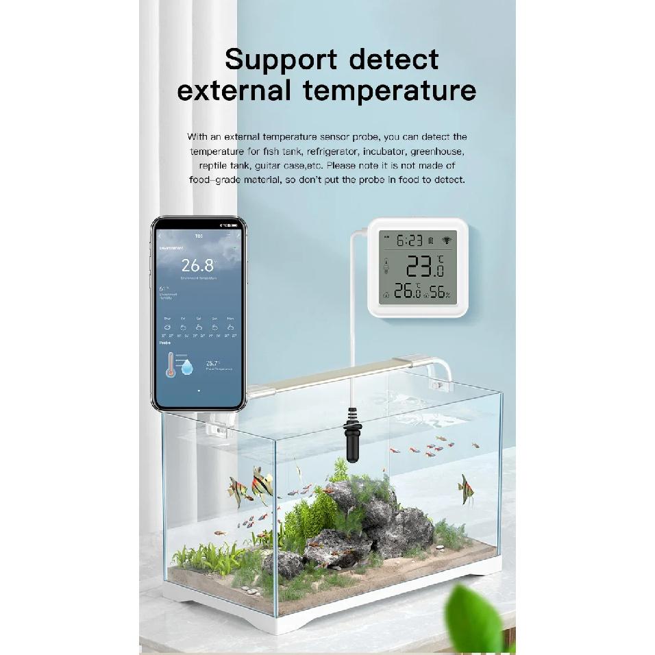 Tuya Zigbee WiFi Temperature Humidity Sensor 1M External Sensor Cable Probe APP Remote Control Work With SmartLife Yandex Alexa