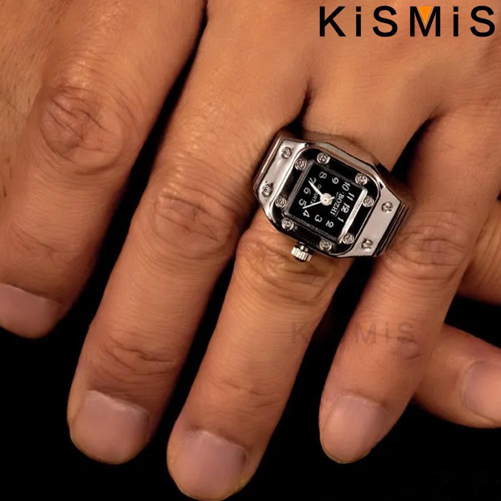 KISMIS 1PC Men's and Women's Square/Round Punk Ring Watch Quartz Watch Couple Gift Creative Electronic Watch
