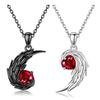 Feather Couple Necklace Red Rhinestone Feather Pendant Matching Necklace Valentine's Day Jewelry Gifts for Women Men