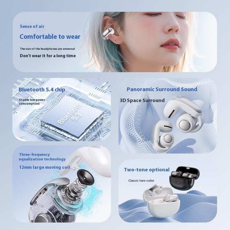 Гарнитура Bluetooth V12 OWS Ear Clip Type Невставная гарнитура с шумоподавлением Беспроводная гарнитура Bluetooth