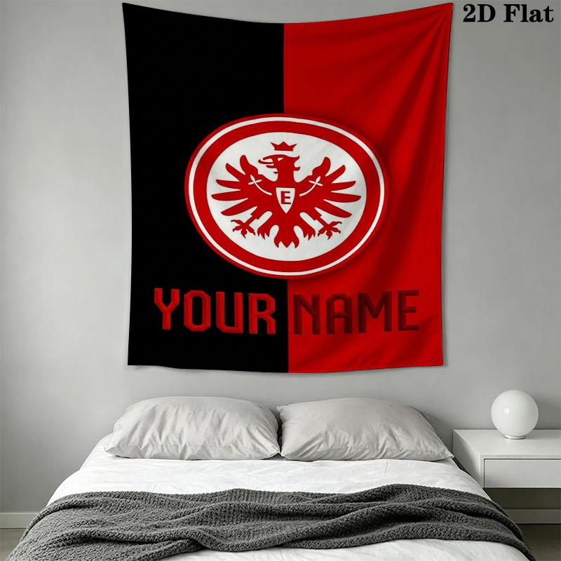 Custom Name Eintracht Frankfurt Wall Tapestry Aesthetic Wall Hanging Printed Fabric Blanket Decorative Tapestries for Bedroom Living Room Home Decor
