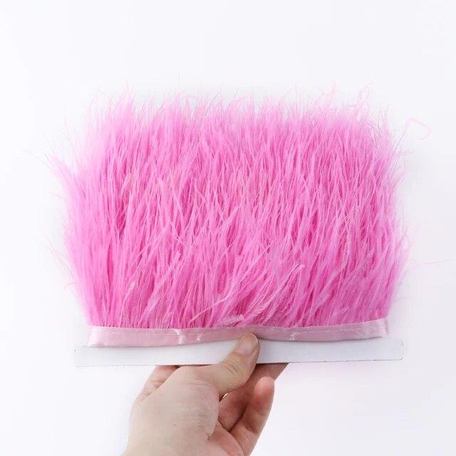 Цветная страусиная отделка 6-8 см, 1 м, 5 м, 10 м для поделок, свадебное платье, украшение одежды, лента с бахромой из перьев, отделка для шитья Flecos
