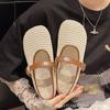 Baotou Half Slippers Women's Outer Wear 2025 Summer New Breathable Woven Flat Bottom Pedal with Skirt Roman Sandals