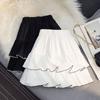 Модная белая юбка со сладким оборчатым краем, юбка-торт А-силуэта, короткая юбка с высокой талией