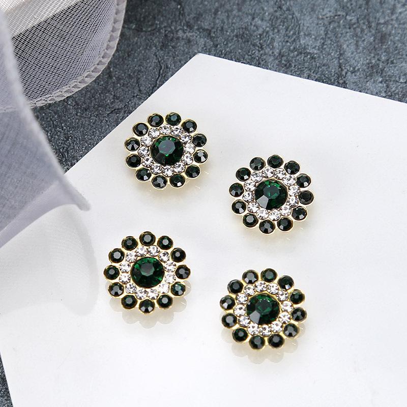 100pcs 14mm Round Plum Blossom Drill Triple Diamond Buckle Multicolor Flower Beads Round DIY Hair Accessories Colorful Double Layer Flower Rhinestones