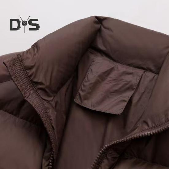 Winter Women Coat Stand Collar Neck Protection Zipper Closure Long Sleeves Windproof Heat Retention Padded Down Coat Men Slim Fit Outdoor Jacket