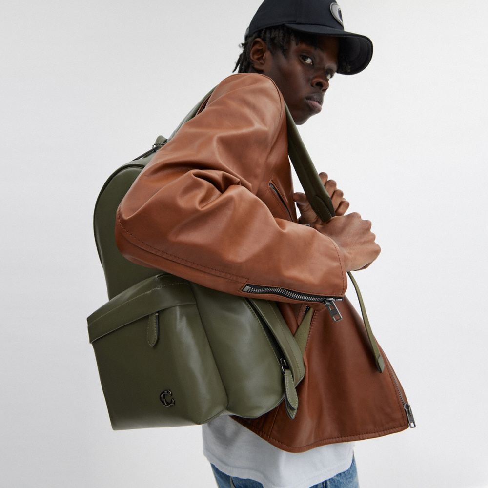 Coach Hall 29 Zipper Closure Adjustable Shoulder Strap Leather Backpack Large Men backpack Green CR757-ARY