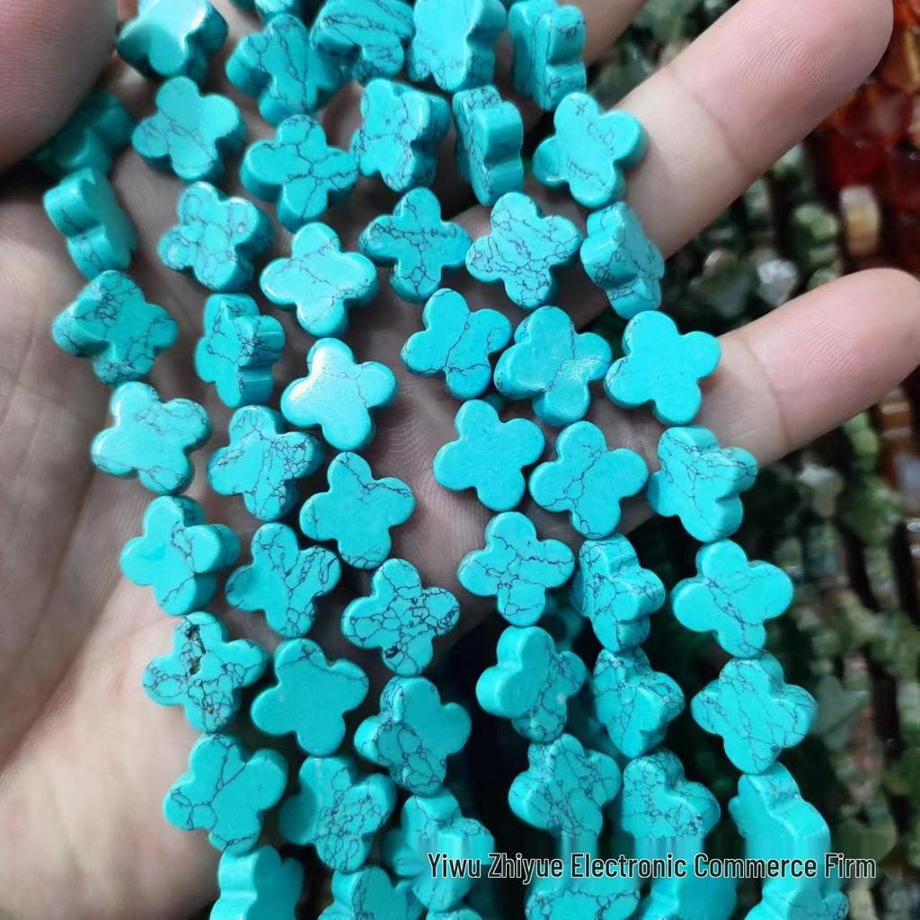 14mm Natural Crystal Agate Four-Leaf Clover Beads for DIY Jewelry