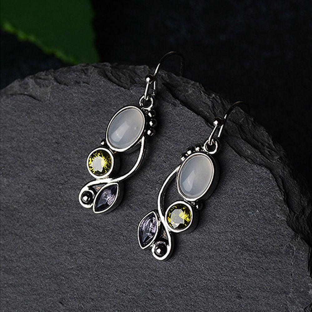 Charm gift Dangle Hook Multi-Gemstone Moonstone Earrings Amethyst Ear Stud Peridot