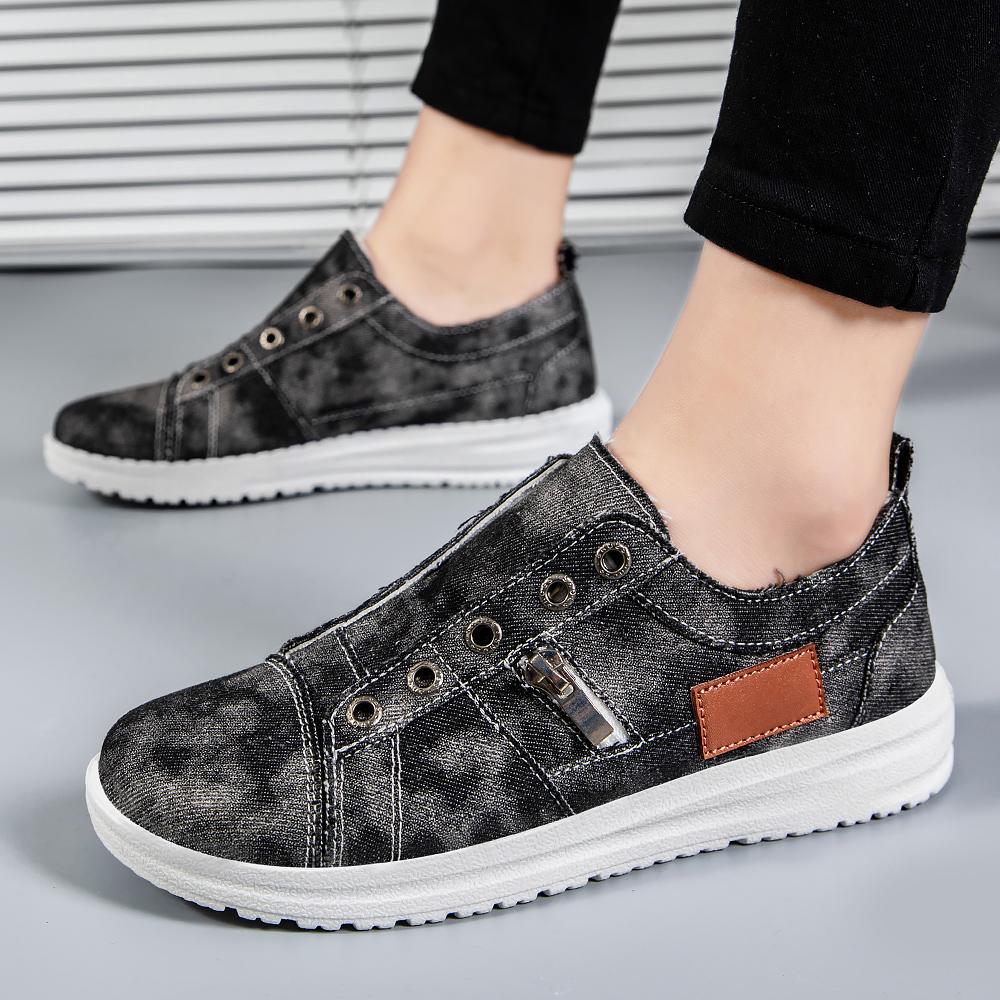 Модные повседневные мокасины больших размеров с мягкой подошвой для женщин, удобные кроссовки из парусины на плоской подошве, легкие нескользящие кроссовки для ходьбы
