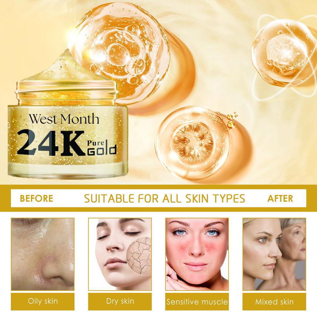 24k Collagen Cream Reduces Fine Lines Brightens Tightens Skin Whitening Anti-Aging Face Cream