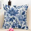 Blue And White Porcelain Cushion Cover Natural Linen Organic Fabric DoubleSided Printing Couch Pillow Covers Home Decor