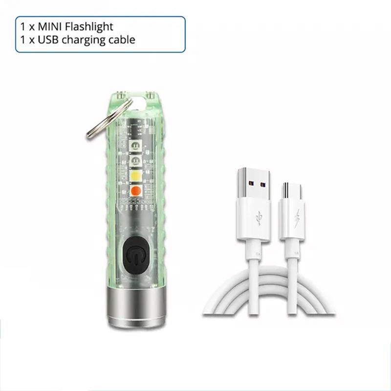 Многофункциональный мини светодиодный фонарик EDC, портативный брелок, MagneticTorch, УФ-лампа с зарядкой от USB, аварийный фонарь для кемпинга