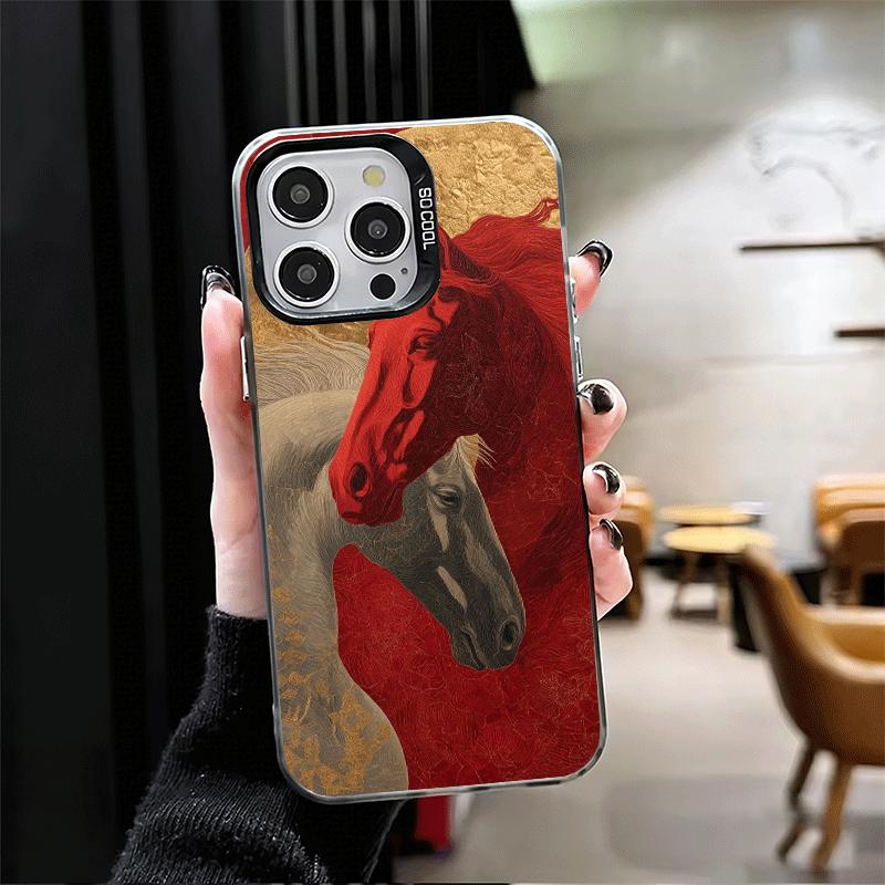 Эстетика Искусства с Лошадьми Ударопрочный Чехол для Телефона для iPhone 17 Air 16 16E 15 Pro Max 14 Plus 13 Mini 12 Задняя Крышка Противоударный Fundas