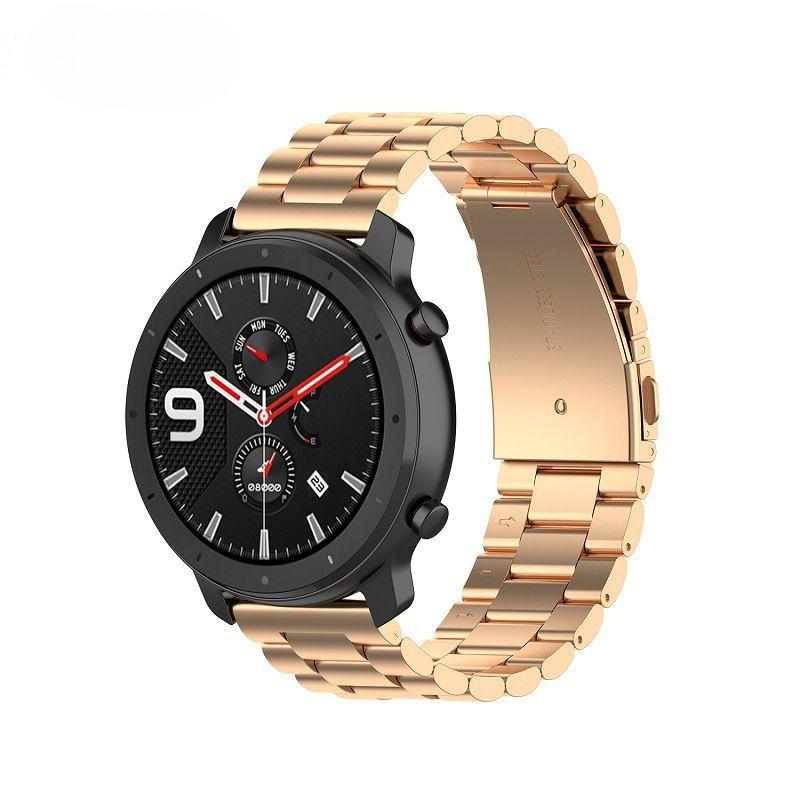 Three-bead Stainless Steel Watch Strap for Amazfit GTR 42mm/47mm Three-bead Metal Watch Strap