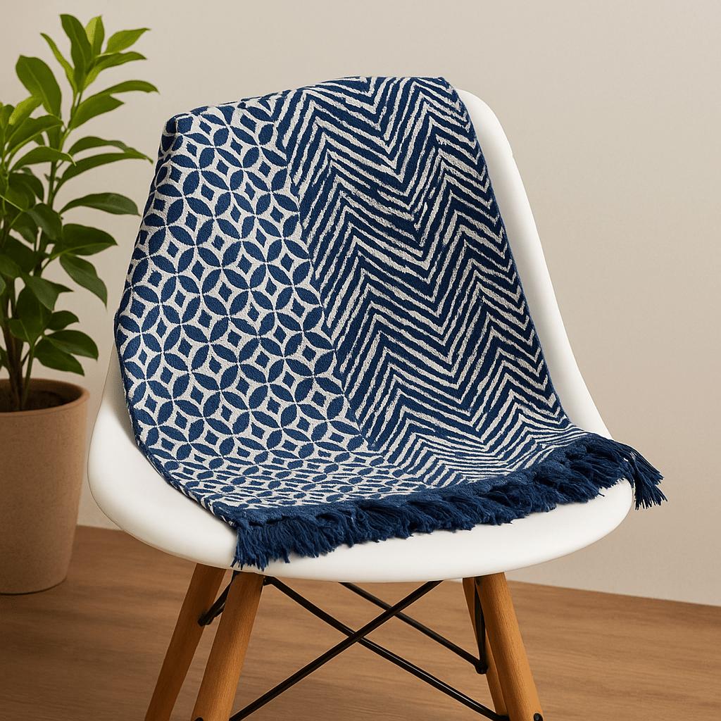 Indigo Throw Blanket 170x120cm Namoona Waves