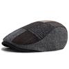 New Vintage Wool Patchwork Beret Men Autumn Winter Warm Newsboy Hat Fashion Flat Visor Cap Casual Retro Berets For Men's
