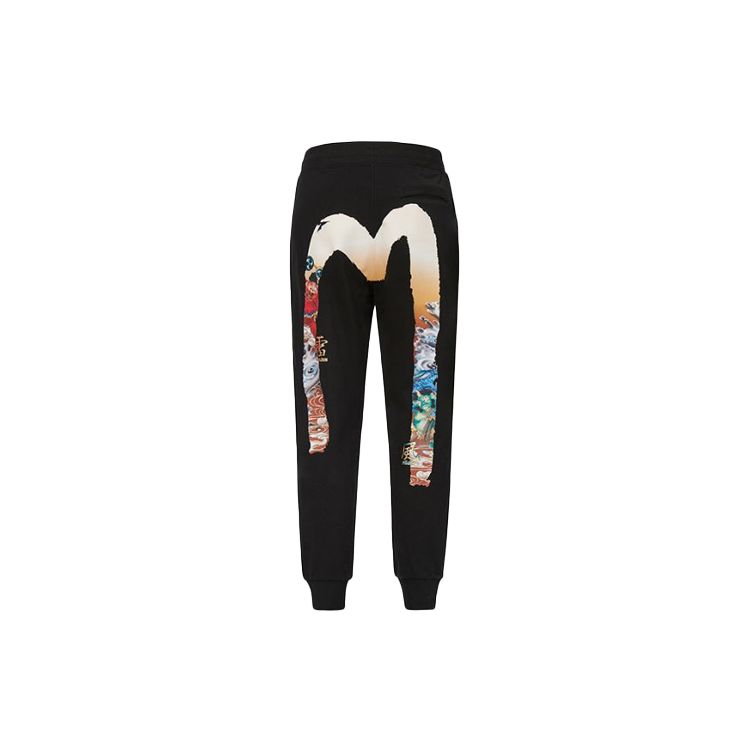 Evisu Бог грома и Бог ветра Большой принт M Спортивные штаны Мужские штаны Черный 2ESHTM1SP401XX