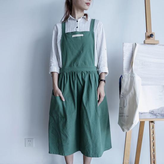 Женщины Мужчины Работа Кухня Цветок Кофейня Сплошной Цвет Мягкий Постиранный Хлопок Фартук Продажа Товаров