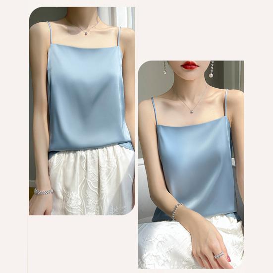 Summer Vest Sling Sleeveless Smooth Fabric Tank Tops Loose Fit Soft Elastic